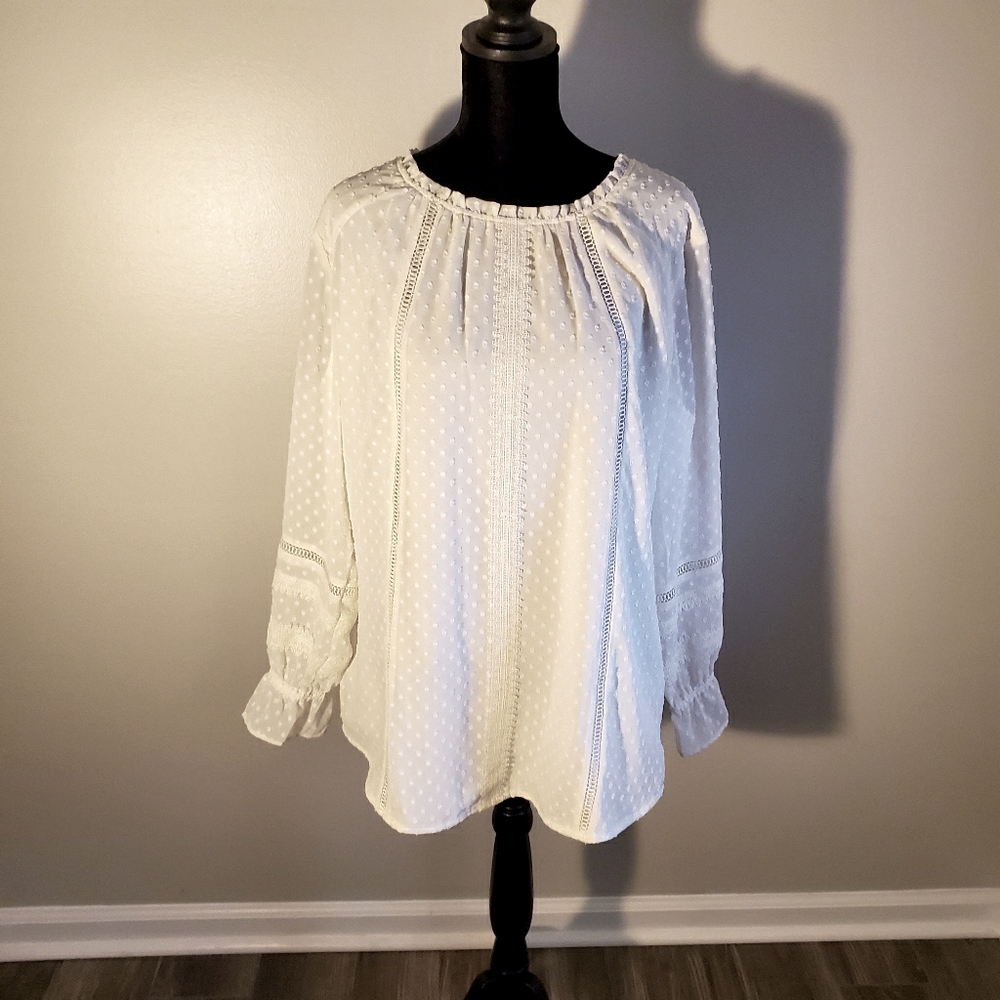 Isaac Mizrahi Live Dotted Swiss Blouse